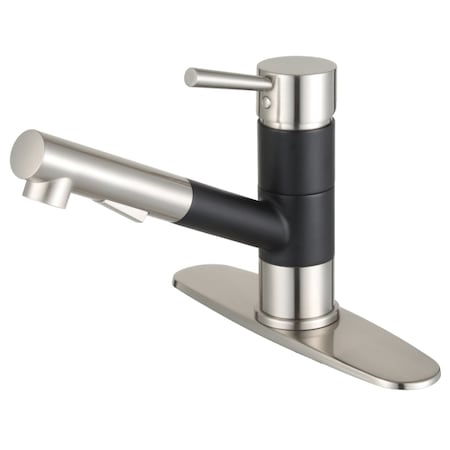 Gourmetier LS8409DL Concord Single-Handle Pull-Out Kitchen Faucet, Black/ Nickel LS8409DL